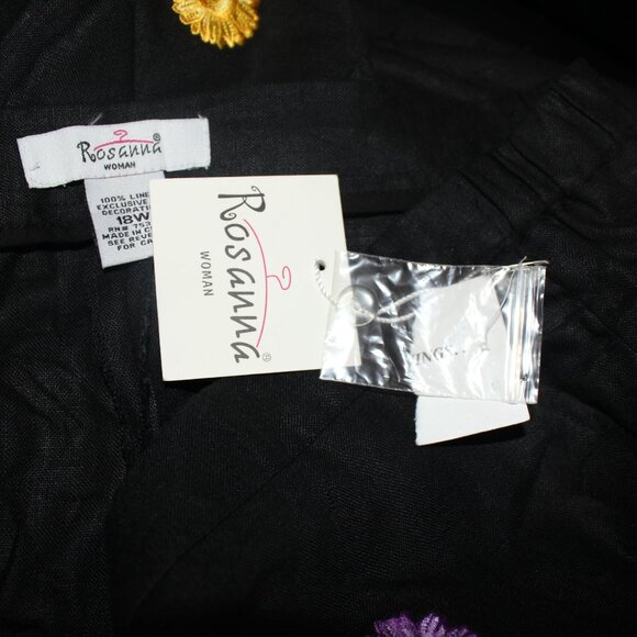 NWT Rosanna Black Woman Linen ankle designer ankle pants size 18 W - Picture 4 of 5